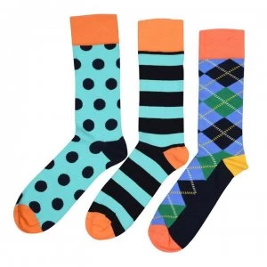 image of Happy Socks 3 Pack Socks - Blue