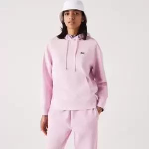 Image of Lacoste Womens Loose Fit Cotton Blend Hoodie Size 10 Pink