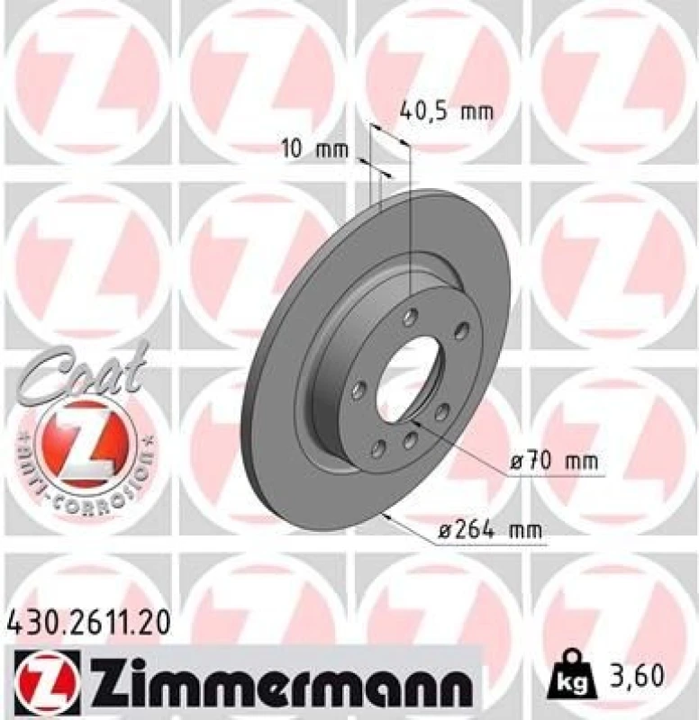 Image of ZIMMERMANN Brake disc ZIMMERMANN 430.2611.20