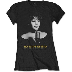 Whitney Houston - Black & White Photo Ladies Small T-Shirt - Black