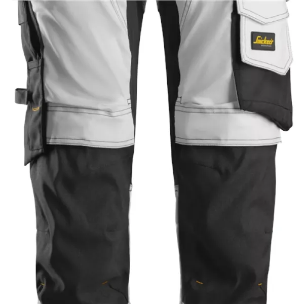 Image of Snickers AllroundWork Stretch Trousers Holster Pockets - White/Black - 44