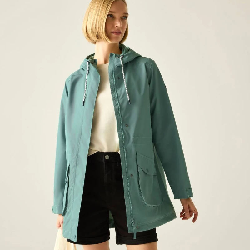 Image of Regatta Womens Norana Hooded Waterproof Jacket in Teal Size: 10 Teal Female 10