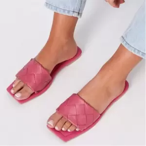 Image of I Saw It First Woven Faux Leather Sandals - Pink