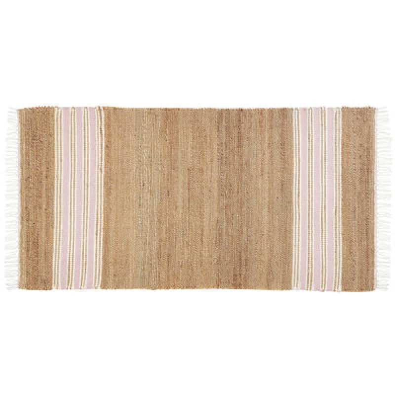 Image of Beliani Rug Mirza Pastel Pink 80 X 150 Cm Jute