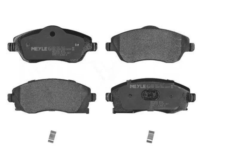 Image of MEYLE 025 232 2517 Brake pad set Front Axle, with acoustic wear warning, with accessories, Original Quality, with anti-squeak plate Brake Pad Set,dis