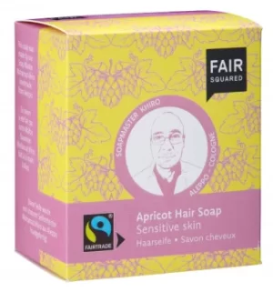 image of Fair Squared Hair Soap (Apricot) Sensitive Scalp (includes cotton soap bag) 80g