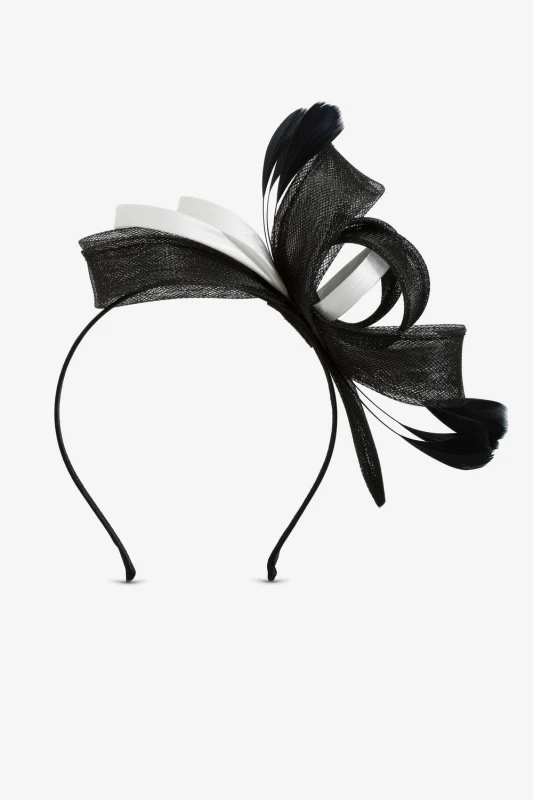 Image of Jon Richard Womens Meduim Mono Fascinator Headband in Black Female One Size