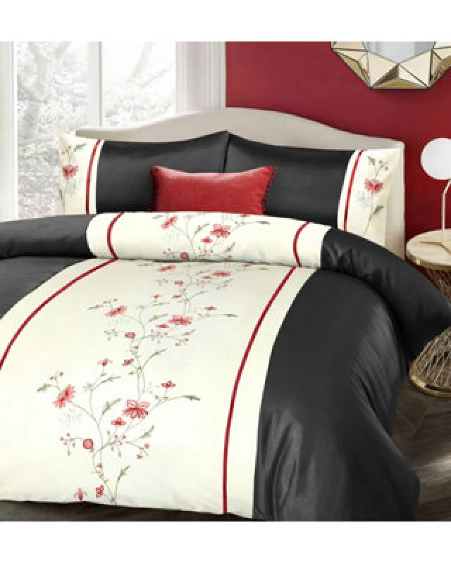 Image of Intimates Black Cream Sapphire Duvet Cover And Pillowcase Set Single