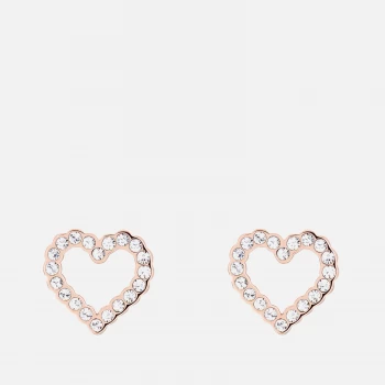 Image of Ted Baker Womens Leenah: Crystal Heart Earring - Rose Gold Tone/Clear Crystal