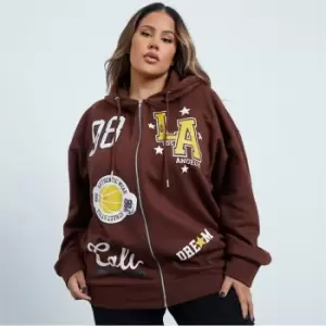 image of I Saw It First Plus Size LA Graphic Print Hoodie - Brown