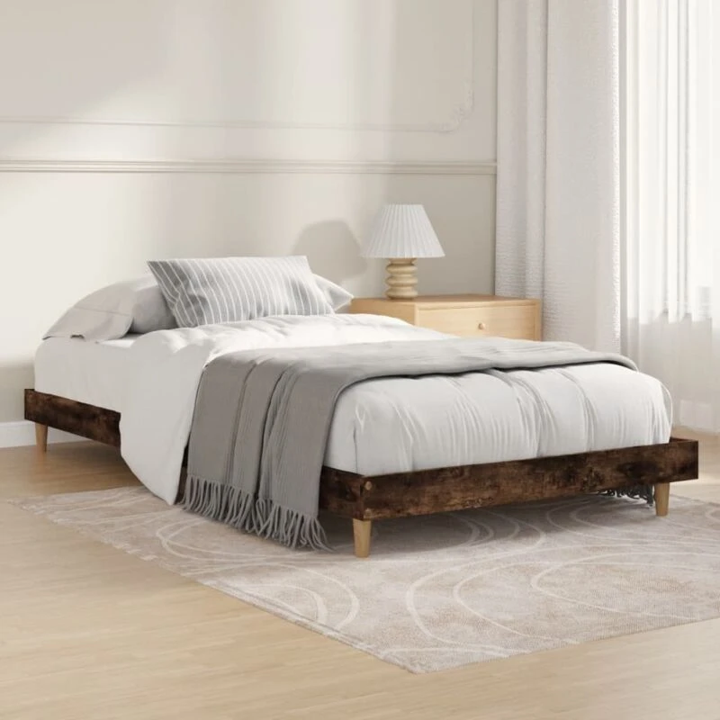 Image of VIDAXL Bed Frame without Mattress Smoked Oak 100x200cm Engineered Wood Vidaxl 8720845795436