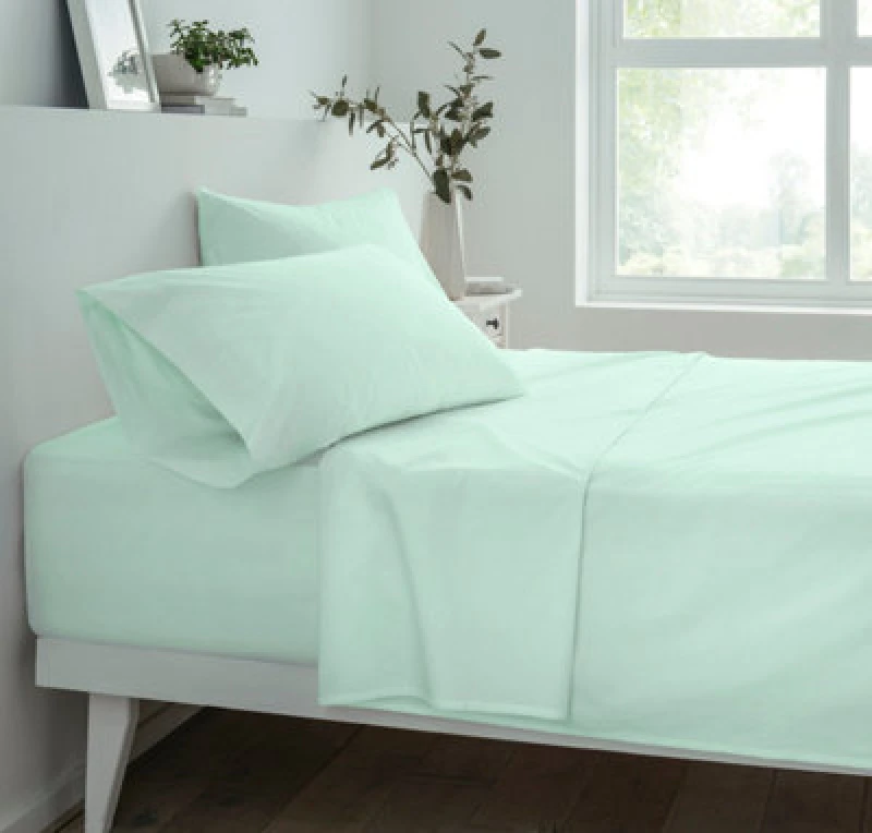 Image of Smart Living Smart Living Polycotton Bed Linen Luxury Fitted Bedsheet or Pillowcase Non Iron in Duck Egg Blue Size: King Fitted Duck Egg Blue King F