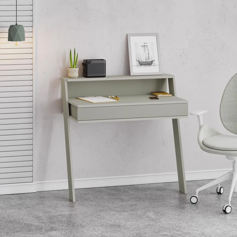 Image of FWStyle FWStyle 1 Drawer Modern Home Office Ash Green Desk Wallmounted in Grey Grey One Size Unisex 8683628019665