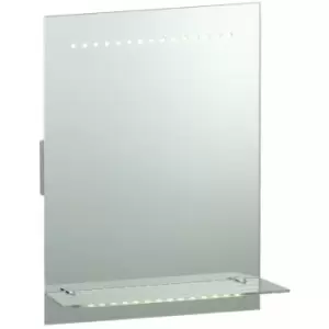 Image of Loops - IP44 LED Bathroom Mirror 50cm x 39cm Vanity Light Glass Shelf & Shaver Socket