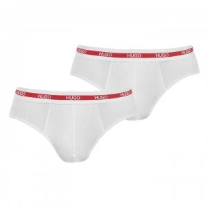 Image of Hugo Boss 2 Pack Block Colour Waistband Briefs White Size L Men
