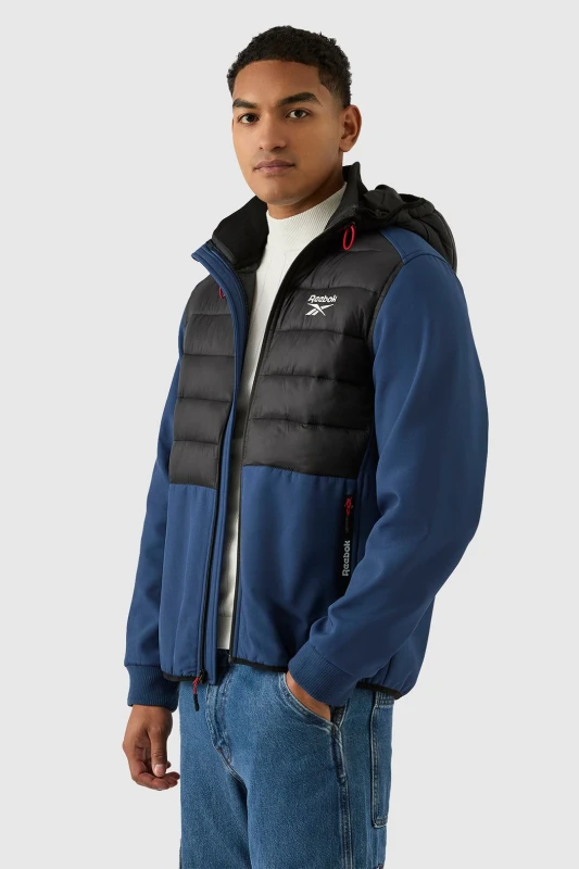 Image of Reebok Men Mixed Media Jacket in Blue Size: X-Large Blue XL Male 5063347795843