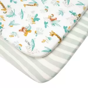 image of Tutti Bambini Bedside Crib Fitted Sheets 2Pk - Run Wild