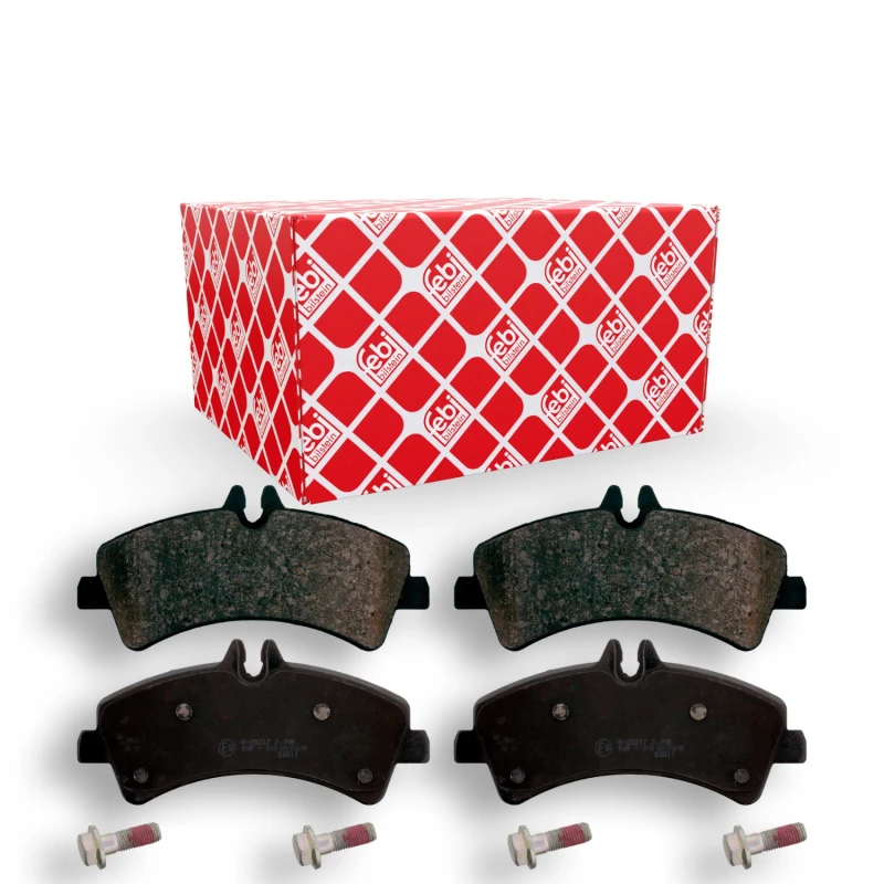 Image of FEBI BILSTEIN 16709 Brake pad set Rear Axle, prepared for wear warning indicator, with fastening material Brake Pad Set,disc brake (402)