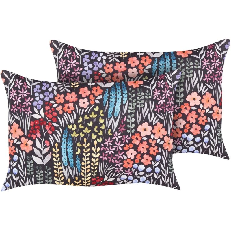 Image of Beliani Set Of 2 Outdoor Cushions Castelaro Floral Pattern 40 X 60 Cm Multicolour