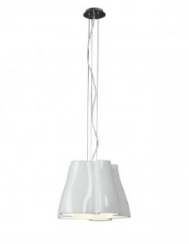 image of Dome Ceiling Pendant 3 Light E27, Gloss White, Polished Chrome