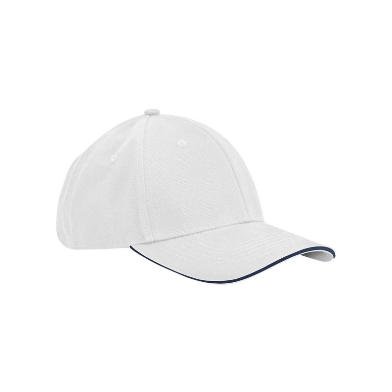 Image of Beechfield Beechfield Men Classic 6 Panel Cotton Sandwich Peak Cap in White White One Size Male 5063527237477