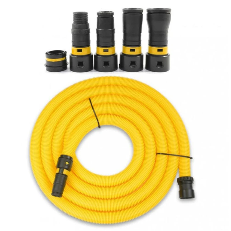 Image of V-TUF 5m Yellow Ø32mm Vacuum Cleaner Hose with 4 piece Power Tool Adaptor (with Air Flow Control)