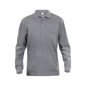 Clique Mens Classic Lincoln Melange Long-Sleeved Polo Shirt (XS) (Grey)