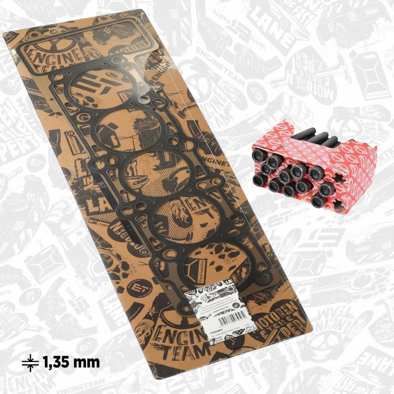 Image of ET ENGINETEAM TH0084BT Head Gasket boxET - service kit 1,35mm, Multilayer Steel (MLS), with cylinder head screw set Gasket,cylinder head (318)