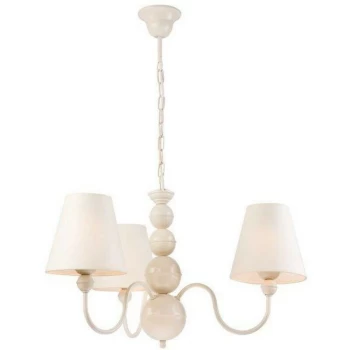 image of Lamkur Lighting - Bouli Multi Arm Pendant Ceiling Light With Fabric Shades, White, 3x E27