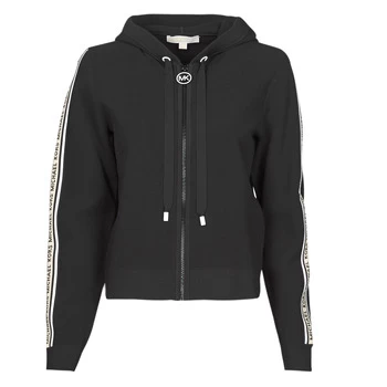 Image of Michael Kors TXTR LOGO ZIP HOODIE womens Sweatshirt in Black - Sizes S,M,L,XL