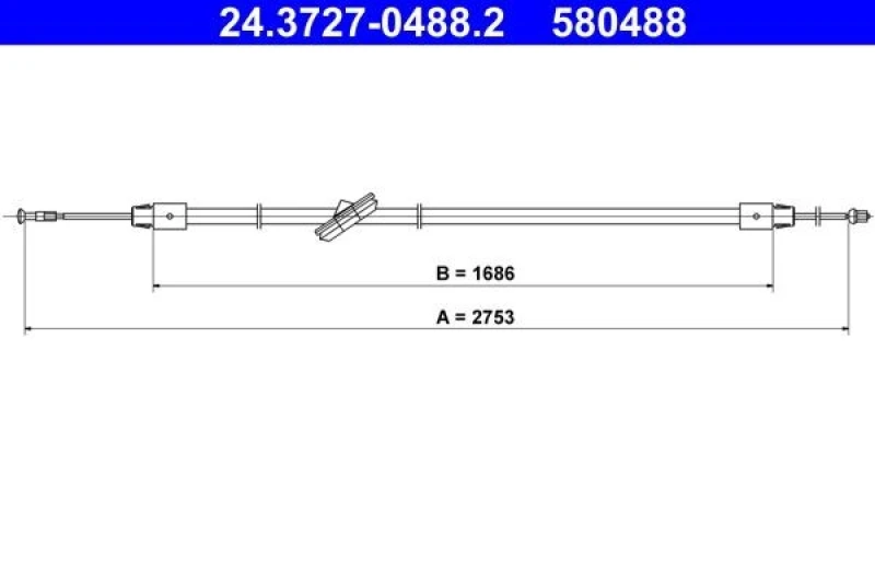Image of ATE 24.3727-0488.2 Brake Cable 2753mm Cable,parking brake (124)
