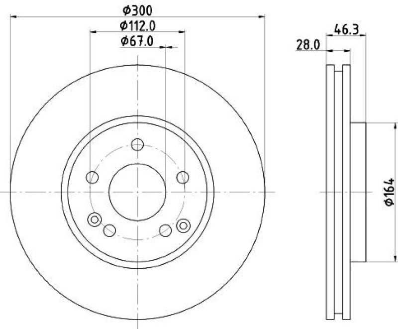 Image of HELLA Brake disc HELLA 8DD 355 127-561