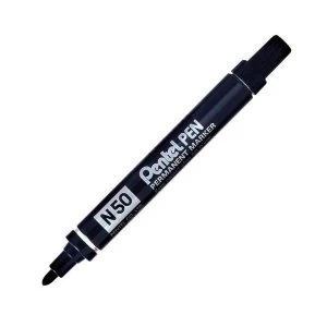 Pentel N50 A 2.2mm Bonded Fibre Bullet Tip Permanent Marker Black Pack of 12 Markers