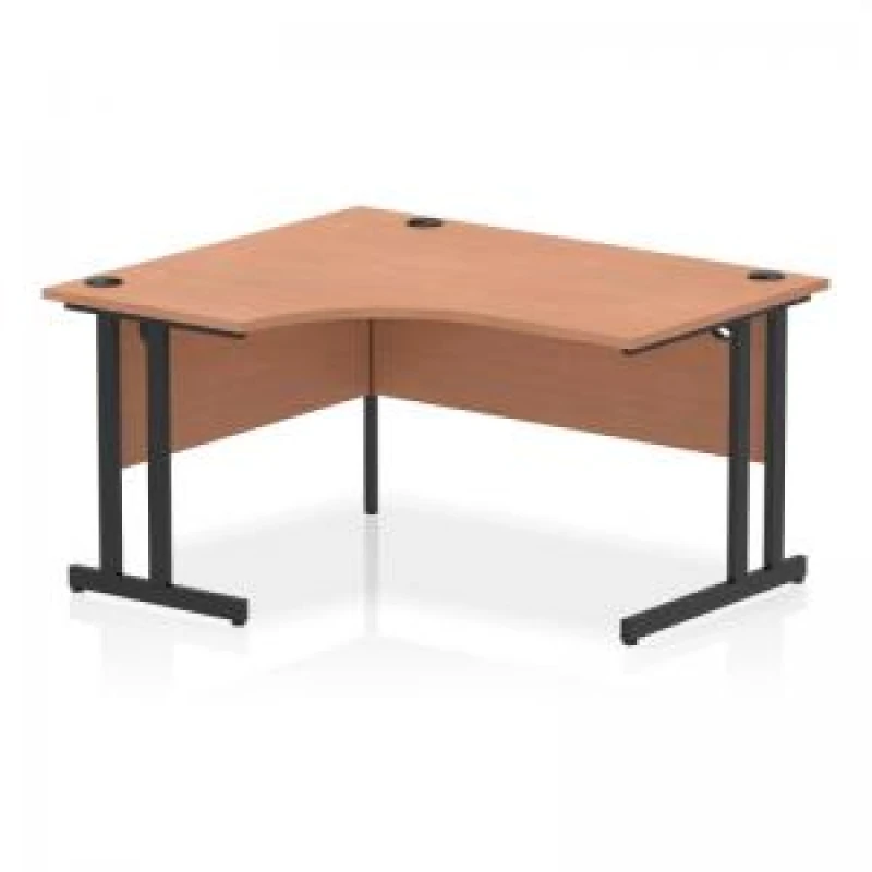 Image of Impulse Impulse 1400mm Left Crescent Office Desk Beech Top Black Cantilever Leg ICDLC14BBCH