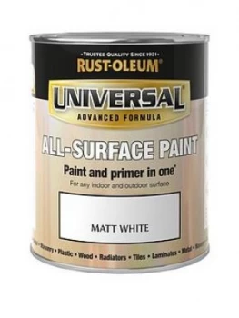 image of Rust-Oleum Universal Metal And All-Surface Paint ; Matt White 750Ml