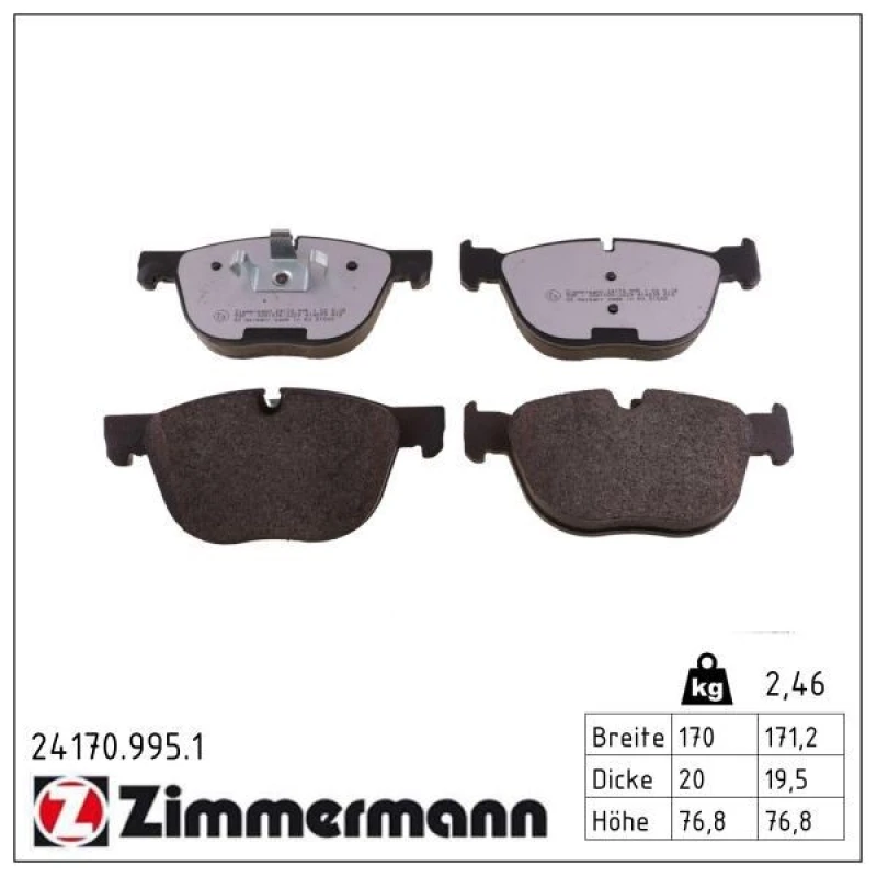 Image of ZIMMERMANN Brake pad set ZIMMERMANN 24170.995.1
