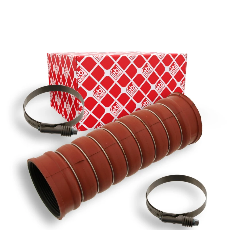 Image of FEBI BILSTEIN 44299 Turbocharger Hose with clamps, MVQ (silicone rubber) FPM (fluoride rubber), MVQ (silicone rubber) Charger Intake Hose (3314)