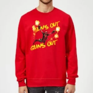 Image of Marvel Deadpool Suns Out Guns Out Sweatshirt - Red - L