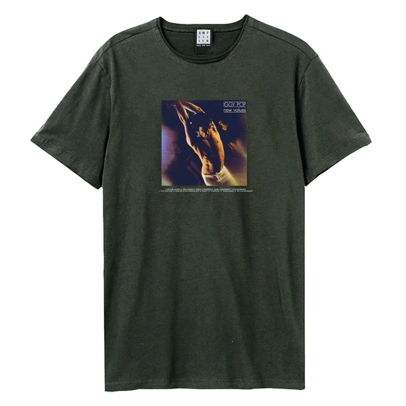 Image of Amplified Amplified Men New Values Iggy Pop Back Print T-Shirt in Charcoal Size: X-Small Charcoal XS Male 5063574715027