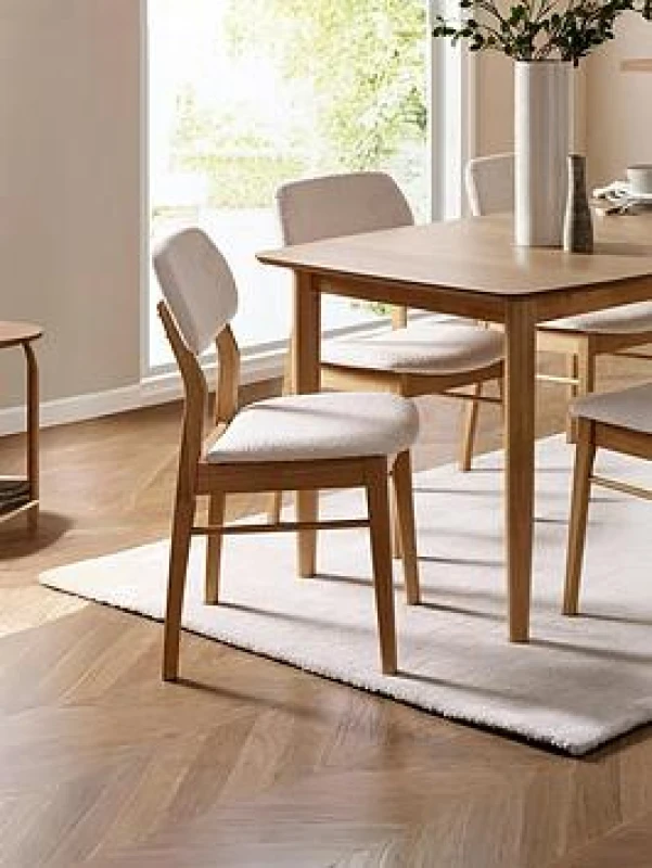 Image of SO'HOME Thalia Oak & Boucle Upholstered Dining Chairs (Set of 2) Wood/White ONE SIZE