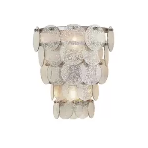 Image of Antique Silver Tiered Mercury Glass Wall Light Fitting - Ornate Detailed Sconce