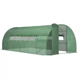 image of Outsunny Reinforced Walk-In Polytunnel Greenhouse with Metal Hinged Door (3 x 6M)