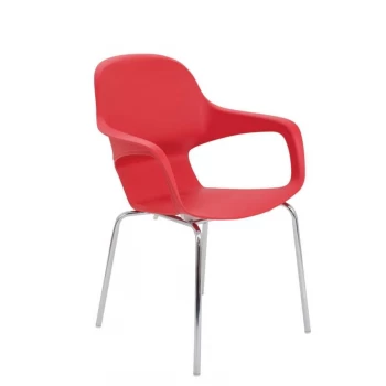 TC Office Ariel 2 Chrome Round Leg Stackable Chair, Red