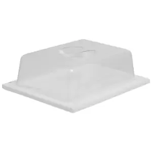 image of Premier Housewares Rectangular Marble Cheese Board with a Clear Plastic Lid - White