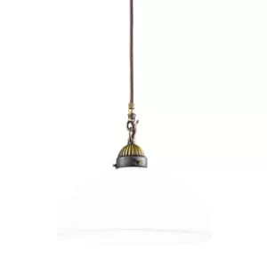 Image of Nonna Cottage Style Glass Dome Pendant Light Matt Antique Brass, 1x E27