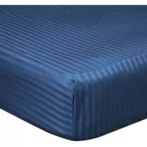 Image of Belledorm 540 Thread Count Satin Stripe Extra Deep Fitted Sheet (Kingsize) (Navy) - Navy
