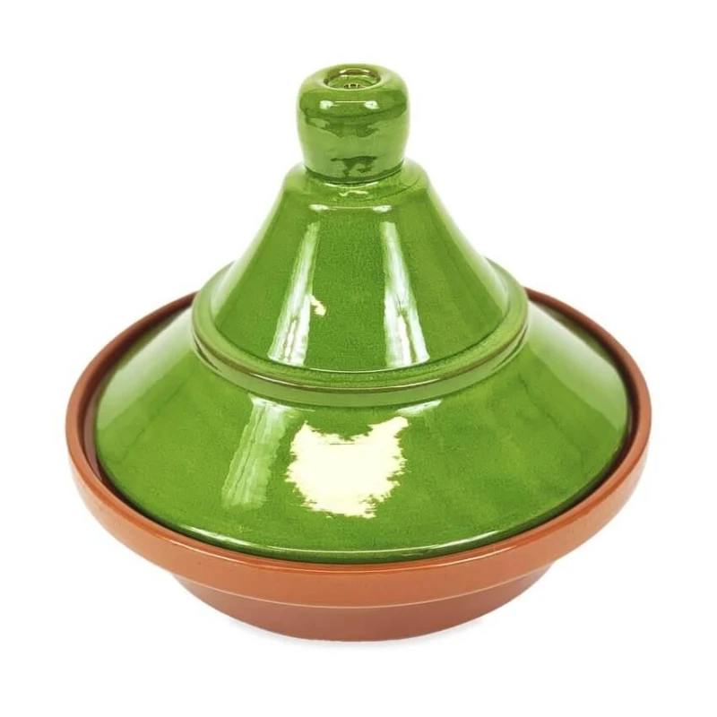 Image of Verano Spanish Ceramics Selena Hand Dipped Glaze Ceramic Kitchen Dining Cookware Tagine Dish (Diam) 27cm in Green Green Unisex