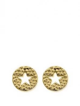 Chlobo Chlobo Sterling Silver Gold Plated Sparkle Star In Circle Earrings