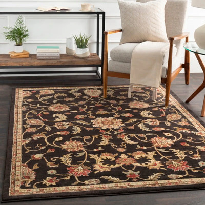 Image of Livabliss Traditional Boho Black Bekuri Area Rug 160 X 230 Cm - Easy Care, Non Shedding, Ideal For Living Room & Bedroom