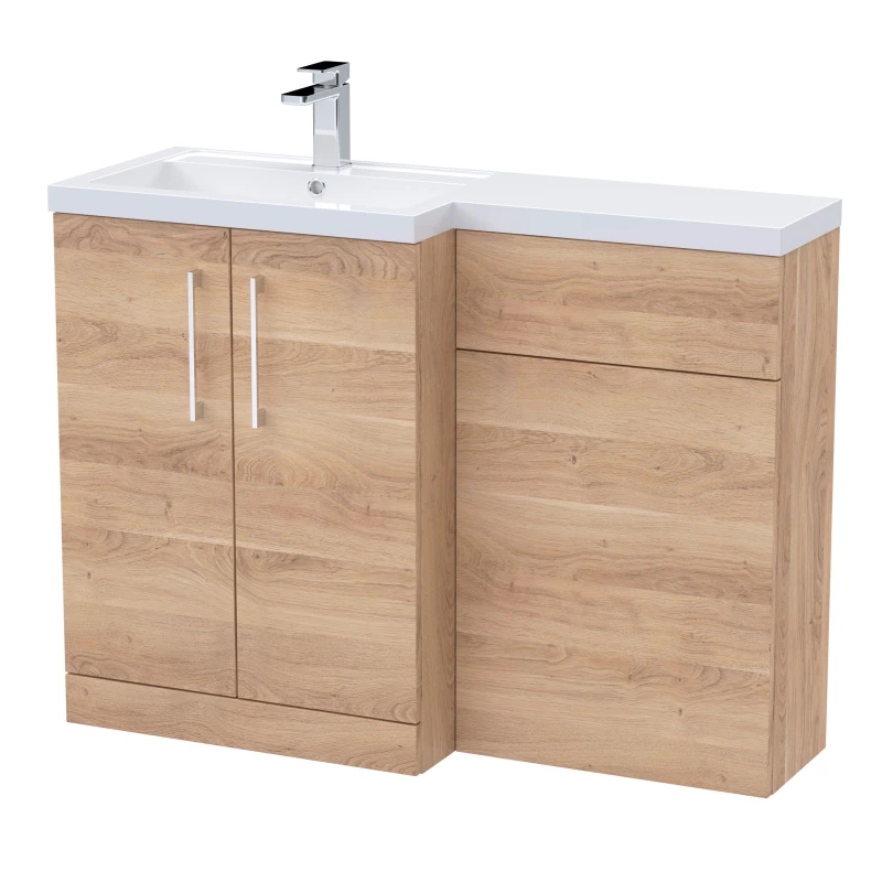 Image of Balterley Vanity Basin and WC Unit Left Hand Bleached Cuneo Oak 1100mm x 390mm Brown